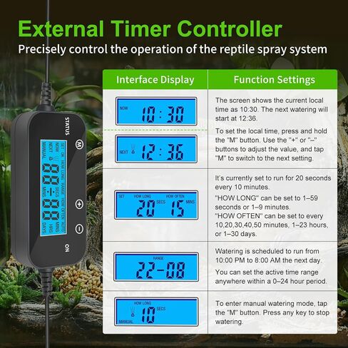 Reptile Fogger Humidifier for Glass Terrariums, Auto-Refill Misting System with Timer, Suitable for Reptiles/Amphibians/Grow Tents in Kuwait