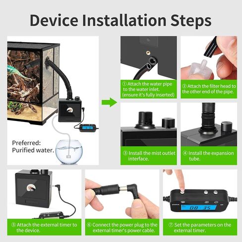 Reptile Fogger Humidifier for Glass Terrariums, Auto-Refill Misting System with Timer, Suitable for Reptiles/Amphibians/Grow Tents in Kuwait