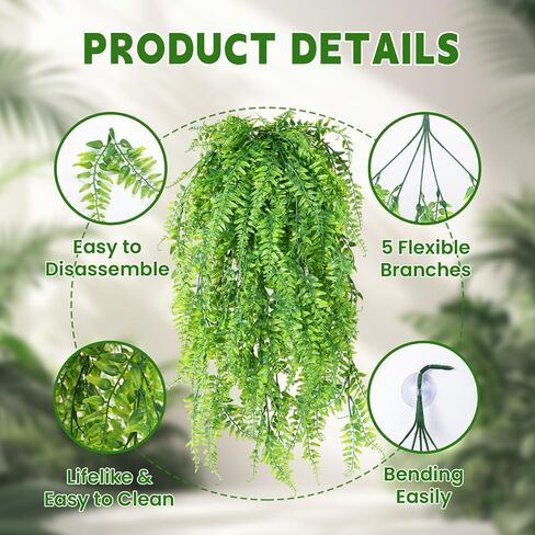 Reptile Plants for Bearded Dragon Tank Accessories, 6 PCS Reptile Decor in Kuwait
