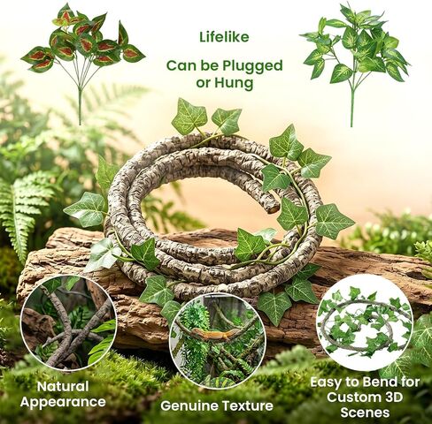 Reptile Plants for Bearded Dragon Tank Accessories, 6 PCS Reptile Decor in Kuwait