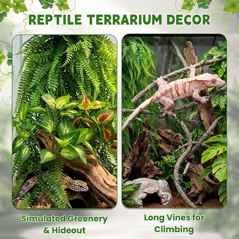 Reptile Plants for Bearded Dragon Tank Accessories, 6 PCS Reptile Decor in Kuwait