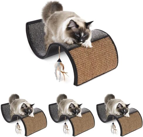 Petlinks Dream Curl Carpet Cat Scratcher, Dual-Surface Cat Scratching Post, Lounge & Hide Scratchers for Cats & Kittens, Gray, Furniture Protector, One Size Fits All Cats in Kuwait