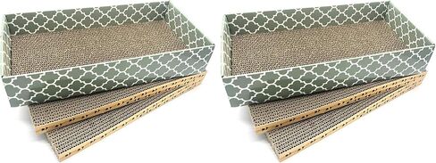 Cat Scratcher Cardboard Scratching Pads Scratch Lounge Bed with Catnip 3PCS Reversible Corrugated Cardboard with Scratch Box in Kuwait