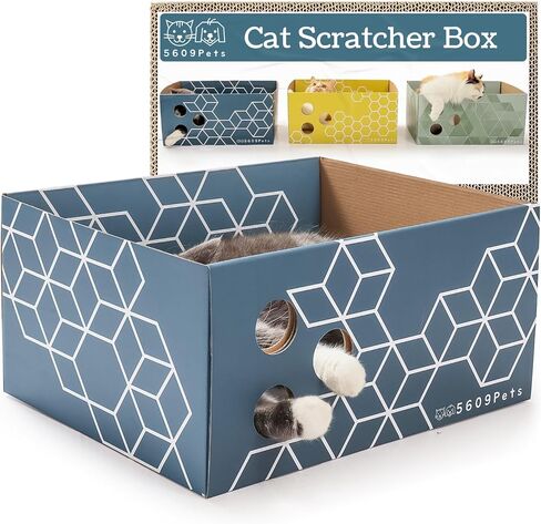 No-Mess Cardboard Cat Scratcher Box - Refillable Double-Sided Scratch Pad in Kuwait