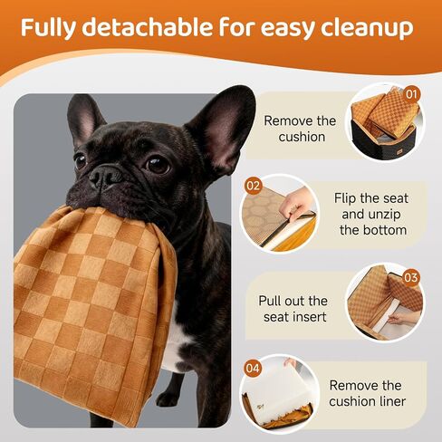 Dog Car Seats for Small Medium Dogs Up to 35lbs | Elevated Dog Booster Seat with Detachable Washable Cover & Cushion | Memory Foam Pet Car Travel Seat with Safety Belt and Storage Pockets in Kuwait