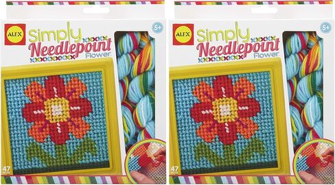 Alex Craft Simply Needlepoint Flower Kids Art and Craft Activity, Gift for Beginners in Needlepoint, A Skill That Lasts a Lifetime, for Ages 5 and up (Pack of 2) in Saudi Arabia