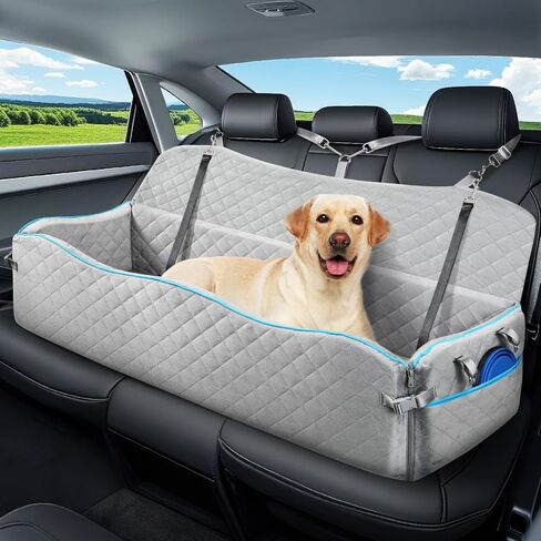 Large Dog Car Seat for Large Dogs Up to 120 lb, Thick Cushion, Black+Grey in Saudi Arabia