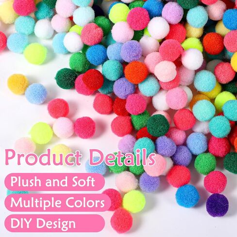 400 Pcs Mini Pom Poms for Crafts, 0.4 Inch (1cm) Pom Poms Balls in Kuwait