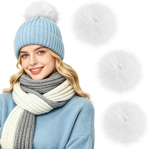 SEPGLITTER 4Pcs Black Faux Fur Pom Poms Large with Elastic Loop 3 Inch in Saudi Arabia