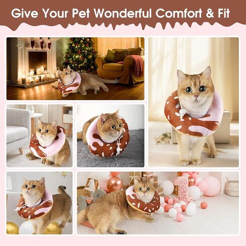 Cat Cone Collar Soft, Plush Pillow Cute Donut Lightweight Adjustable Neck Cone for Cats Kittens After Surgery, M in Saudi Arabia