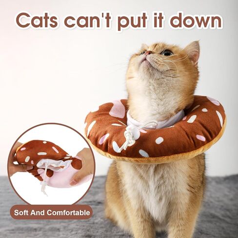 Cat Cone Collar Soft, Plush Pillow Cute Donut Lightweight Adjustable Neck Cone for Cats Kittens After Surgery, M in Saudi Arabia