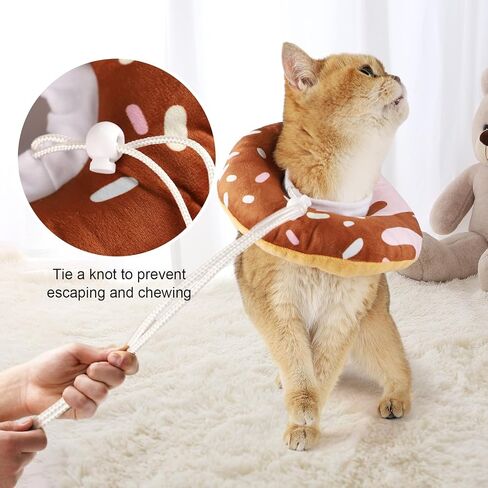 Cat Cone Collar Soft, Plush Pillow Cute Donut Lightweight Adjustable Neck Cone for Cats Kittens After Surgery, M in Saudi Arabia