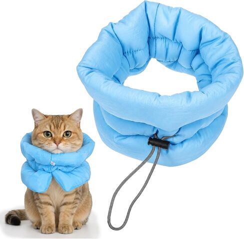 Adjustable Soft Recovery Collar for Cats, Soft Cat Cone with Drawstring in Kuwait