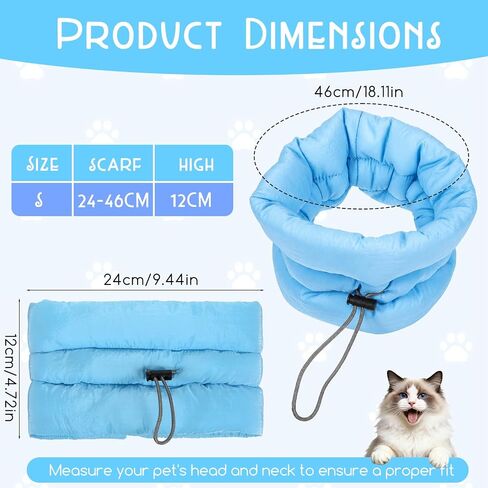 Adjustable Soft Recovery Collar for Cats, Soft Cat Cone with Drawstring in Kuwait