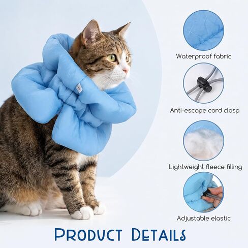 Adjustable Soft Recovery Collar for Cats, Soft Cat Cone with Drawstring in Kuwait
