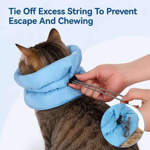 Adjustable Soft Recovery Collar for Cats, Soft Cat Cone with Drawstring in Kuwait