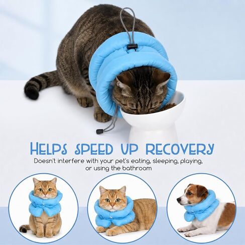 Adjustable Soft Recovery Collar for Cats, Soft Cat Cone with Drawstring in Kuwait