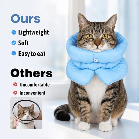 Adjustable Soft Recovery Collar for Cats, Soft Cat Cone with Drawstring in Kuwait
