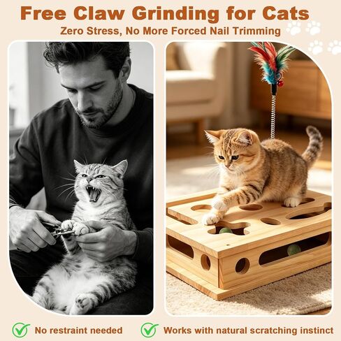 Cat Scratch Puzzle Enrichment Box, Large Solid Wood with Sandpaper Inside in Saudi Arabia
