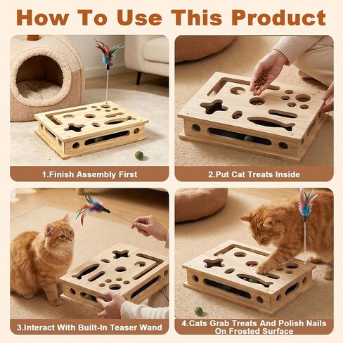 Cat Scratch Puzzle Enrichment Box, Large Solid Wood with Sandpaper Inside in Saudi Arabia
