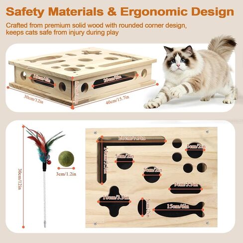 Cat Scratch Puzzle Enrichment Box, Large Solid Wood with Sandpaper Inside in Saudi Arabia