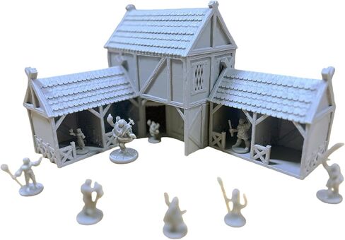 HAUTICO Viking Horse Stable Building Terrain Set for 28mm Miniatures Wargame, Paintable, Gift for DND Hobby Enthusiasts in Saudi Arabia