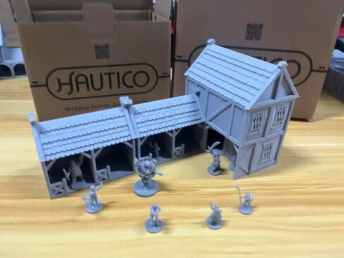 HAUTICO Viking Horse Stable Building Terrain Set for 28mm Miniatures Wargame, Paintable, Gift for DND Hobby Enthusiasts in Saudi Arabia