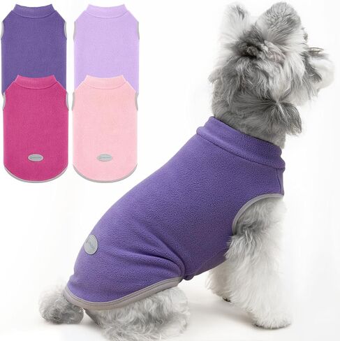 XPUDAC 4 Pieces Fleece Dog Sweaters Vest Winter Warm Dog Clothes for Small Medium Large Dogs Girl Soft Pullover Doggie Sweatshirt Puppy Cold Weather Jacket, 510-vest-M in Kuwait