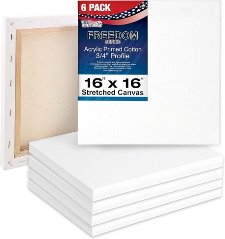 U.S. Art Supply 36"x36" Stretched Canvas for Painting, 3/4" Profile, 3-Pack in Saudi Arabia