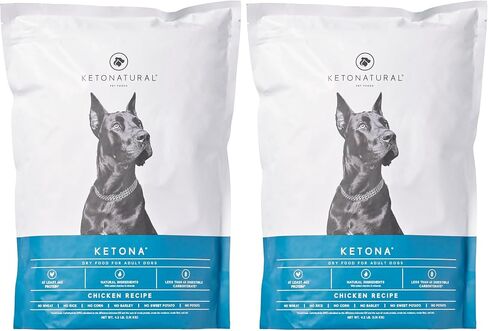 Ketona Chicken Recipe Adult Dry Dog Food, Natural, Low Carb (only 5%), High Protein (46%), Grain-Free, The Nutrition of a Raw Diet with The Cost and Convenience of a Kibble; 4.2lb in Kuwait