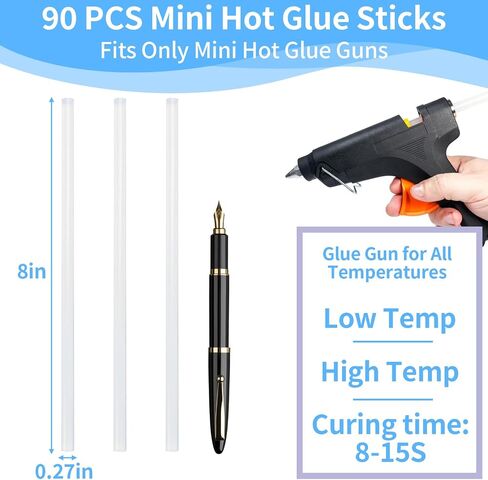 90 PCS Mini Hot Glue Sticks Bulk, Clear Glue Gun Sticks, Mini Glue Sticks in Kuwait