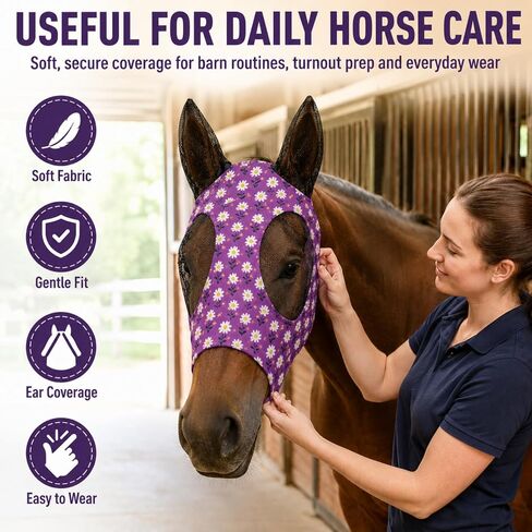 8 Pcs Horse Fly Masks for Horses Comfort Horse Fly Mask with Ears UV Protection Fly Masks Elasticity Horse Face Mask Horse Masks Covering for Horses Riding Supplies(Flower, Large) in Saudi Arabia