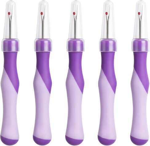 5 Pack Needle and Thread Seam Ripper Set, Purple, Ergonomic Non-Slip Handle Stitch Remover Tool for Sewing, Cross Stitch, Embroidery, Knitting and Crafting in Saudi Arabia