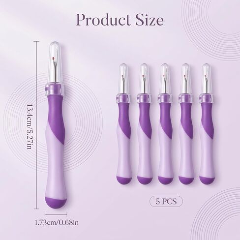 5 Pack Needle and Thread Seam Ripper Set, Purple, Ergonomic Non-Slip Handle Stitch Remover Tool for Sewing, Cross Stitch, Embroidery, Knitting and Crafting in Saudi Arabia