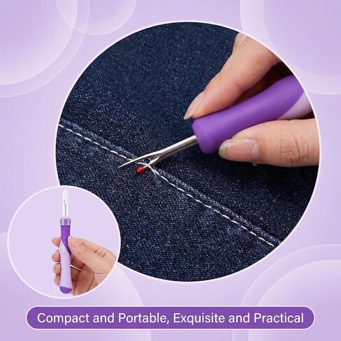 5 Pack Needle and Thread Seam Ripper Set, Purple, Ergonomic Non-Slip Handle Stitch Remover Tool for Sewing, Cross Stitch, Embroidery, Knitting and Crafting in Saudi Arabia