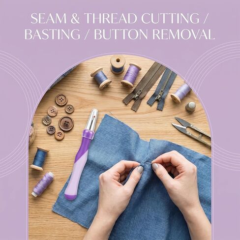 5 Pack Needle and Thread Seam Ripper Set, Purple, Ergonomic Non-Slip Handle Stitch Remover Tool for Sewing, Cross Stitch, Embroidery, Knitting and Crafting in Saudi Arabia