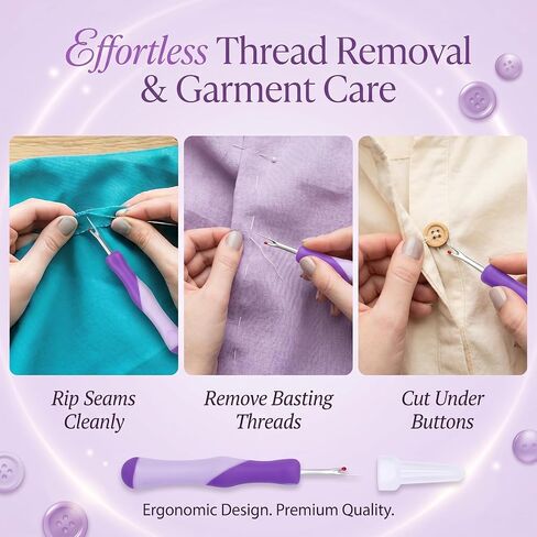 5 Pack Needle and Thread Seam Ripper Set, Purple, Ergonomic Non-Slip Handle Stitch Remover Tool for Sewing, Cross Stitch, Embroidery, Knitting and Crafting in Saudi Arabia