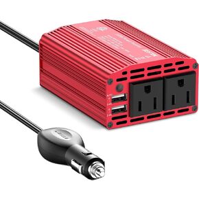 BESTEK 300W Power Inverter DC 12V to 110V AC Converter, for CPAP Machine/Asthma Nebulizer/Breast Pump, Heating Pad Charging with 4.8A Dual USB Ports and 2 AC Outlets Car Charger Adapter Plug