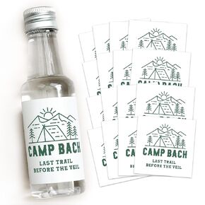 ملصقات المشروبات الكحولية من Camp Bach - ملصقات مفضلة لحفلات توديع العزوبية سعة 50 مل، ملصق زجاجة العازبة، ديكورات حفلات التخييم، المسار الأخير قبل الحجاب، ملصق تيكيلا العازبة (معسكر باخ)