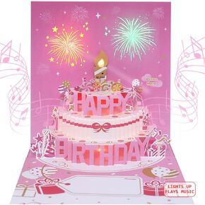 Musical Birthday Cards with Light and Music, Blowable, 3D Birthday Popup Cards for Men & Women– Plays Hit Song 'HAPPY Birthday' (pink) in Kuwait