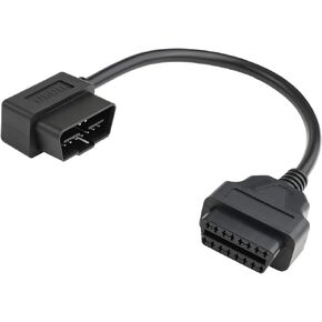 1ft 30cm OBD-II OBD2 Right Angle 16 Pin Auto Car Male to Female Extension Cable Diagnostic Extender Cord Adapter