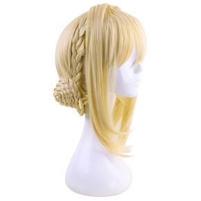 C-ZOFEK Women's Role Cosplay Wig Braid Buns Golden Costume Wig (Golden)