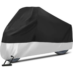 OVERWIND Motorcycle Cover, 190T Nylon Motorcycle Cover Waterproof Outdoor - Anti Rust Rain Snow UV Protection Motorbike Cover with Lock-Holes Fit for All Motorcycle (XXL)