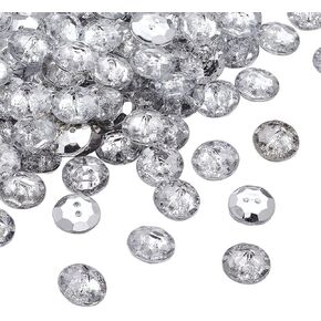 Pandahall 100pcs 2-Hole Acrylic Crystal Clear Rhinestone Sewing Fastening Buttons Jewelry Scrapbooking Flat Round 1/2 Inch(13mm) Diameter Faceted 13mm Hole:1.6mm