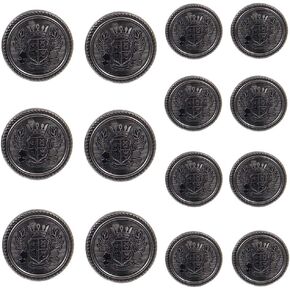 Chris.W 14 Pieces Antique Metal Blazer Buttons Set for Suits, Sport Coat, Uniform, Jackets, 6 Pieces 20mm and 8 Pieces 15mm, Shank Style(Gun Black)