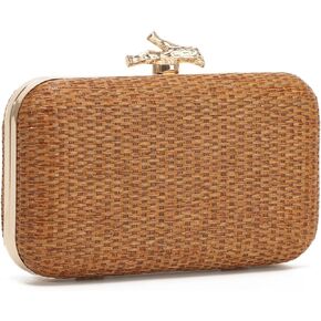 LUI SUI Straw Evening Bag for Women Handwoven Straw Clutch Purse Wedding Party Wicker Clutch Summer Beach Crossbody Bag