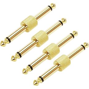 Koogo Guitar Pedal Connector Pedal Couplers Straight Type 4 Pcs TS Copper Male Connector for Effect Pedals