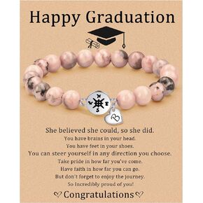 JSJOY Graduation Gifts for Her 26 A-Z Initial Bracelet Compass Bracelets Class of 2024 Gifts 5th 8th Grade High School College Master Degree Grad Gifts for Teen Girls Daughter Granddaughter