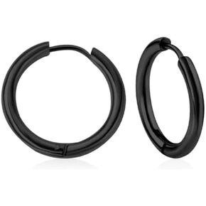Dainty Hoop Earrings Set 8mm/10mm/12mm/14mm/16mm/18mm/20mm, 18K Gold/Rose Gold/Silver/Black/Rainbow Hypoallergenic, Lightweight, Simple and Classic Style 316L Stainless Steel for Pierced Ears