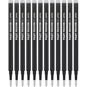 PILOT Pen FriXion Gel Ink Refills for Erasable Pens, Fine Point, Black Ink, 12-Pack